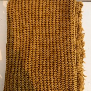 Urban Outfitters Waffle Knit Fringed Throw Blanket